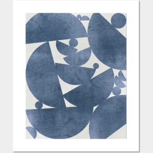 Navy Blue Abstract Mid Century Modern Boho Art Posters and Art